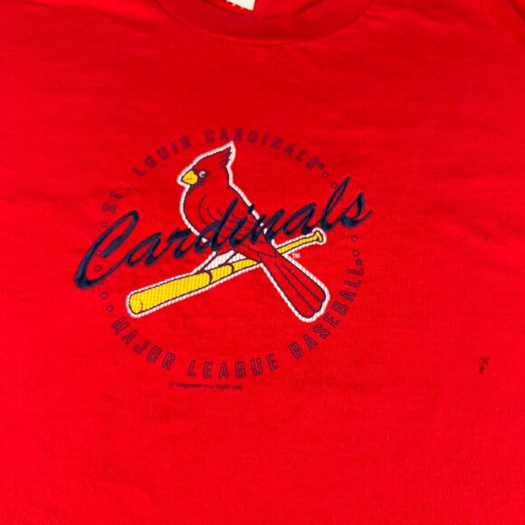 Y2K CSA MLB St Louis Cardinals Baseball Shirt Extra Large Red Embroidered Tee - Picture 3 of 14